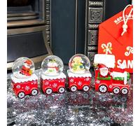 Snowglobe Train Ornament 4 Piece Resin Santa Water Globe Christmas Decoration