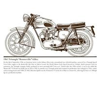 Snowgoose and Lily 1961 Triumph 650cc Bonneville Motorcyle - Classic Motorcycles Art Print - A3 Size - 42 x 29.7cm