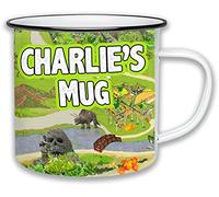 Snowgoose and Lily Personalised Childrens Dinosaur Scene Mug - Enamel - Customisable - 350ml - Non-Breakable