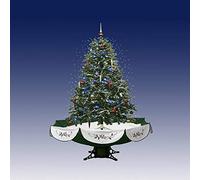 Snowing Christmas Tree - Green Tree with GREEN & White Skirt - 140cm/4ft6in tall.