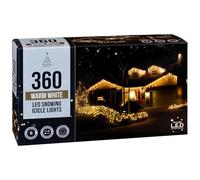Snowing Icicle Christmas Led Lights 360pk - Warm White - Make Your Home Sparkle This Christmas - Create a Stunning, Festive Light Display on Your House and Be The Envy of All of Your Neighbours