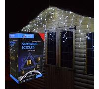 SNOWING ICICLE CHRISTMAS LIGHTS LED CLEAR CABLE - WHITE - 240 LED