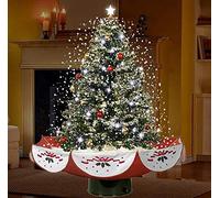 Snowing Mini Christmas Tree - Green with Red & White Skirt; Mini 75cm/2ft6in Tall - 65cm/2ft6in Diameter