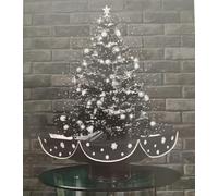 Snowing Mini Christmas Tree - Silver - 75cm/2ft6in Tall - Complete with Lights; Baubles;Snow; (BLACK)