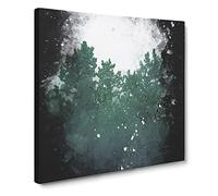 Snowing Upon the Trees Paint Splash Canvas Print | Gallery Wrapped 30mm Frame Wall Art | 20x20 inches | Ready to Hang | Modern Landscape Picture | Living Room Bedroom Lounge Office