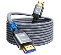 Snowkids 8K Fiber Optic HDMI Cable 15m, HDMI 2.1 Cable, 8K@60Hz HDMI Lead, 4K@120Hz, eARC HDR10 4:4:4| 21:9, HDCP 2.2/2.3, 3D, VRR, Ethernet, Compatible with Latest game console/TV/HDTV/Blu-ray