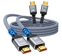Snowkids 8K HDMI 2.1 Cable 2 Pack 2m, 48Gbps Ultra High Speed HDMI Braided Nylon, Support 4K@120Hz 8K@60Hz, eARC HDR10 4:4:4 HDCP 2.2&2.3 Compatible for TV/HDTV/PS-5/Blu-ray