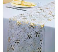 Snowkingdom 2 Pcs Christmas Snowflake Gold Table Runner Sparkly Golden Metallic Foil Runners Decorations Glitter For Winter Festival Holiday Home Party Seasonal