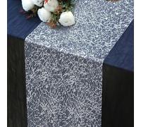 Snowkingdom 20Ft Silver Table Runner, Sparkly Metallic Glitter Foil Mesh Crackle Table Runner, Silver Dining Centerpieces Decorations for Wedding Christmas Holiday Celebration Party Decor 240 Inch