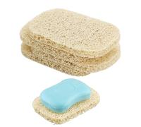 Snowkingdom 4 Pack Beige Soap Saver Holder Draining Soap Lift Pads for Shower Kitchen 2.9" x 4.5" PVC Non-BPA Non-Slip Durable