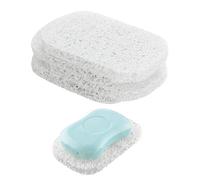 Snowkingdom 4 Pack White Soap Saver Holder for Bar Soap Shower Bathroom Dish Self Draining Lift Pad Porous Construction air circulate 2.9" x 4.5" PVC Non-BPA Non-Slip Durable