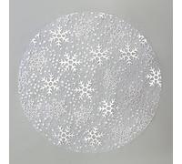 Snowkingdom 50 Pcs Snowflake Placemats Disposable Christmas Round Place Mats 13 Inch Metallic Glitter Foil Mesh Snowflake Doilies for Dinning Tables, Xmas Party Winter Holiday Decoration