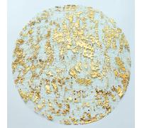 Snowkingdom Gold Placemats Set of 24 Round 13 Inch Foil Mesh Pressed Fall Disposable Table Mates 24 Pack Gold Doilies for Dining Table Wedding Birthday Party Holiday Home Decoration