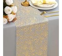 Snowkingdom Gold Table Runner 240 Inch, Sequin Glitter Foil Metallic Thin Mesh Gold Runner Roll, Golden Sparkle Table Decorations for Wedding Birthday Bridal Baby Shower Christmas Party