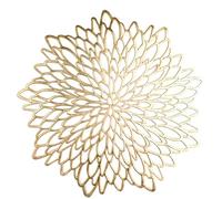 Snowkingdom Pack of 8 Gold Metallic Round Placemats Bulk Round Pressed Vinyl Leaf Dinning Kitchen Table Mats Decoration for Christmas Wedding Thanksgiving Party
