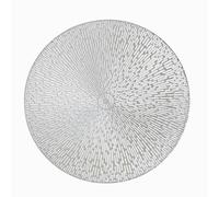 Snowkingdom Silver Round Placemats Set of 6, 15 Inch Metallic Pressed Vinyl Place Mats, Easy Clean Non Slip Heat Resistant Washable PVC Hollow Out Table Mats for Dinner Party Table Decoration