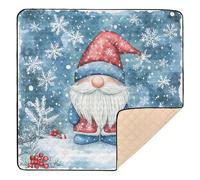 Snowland Blue Winter Snowflakes Cute Gnome Soft Thick Baby Floor Play mat for Floor Lightweight Foldable Tummy Time Mat for Babies Infants Toddlers, 50'' x 50''gimnasio para Bebes