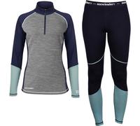 Snowleader - Women's Merinos Wool Technical Underlay Women's Merino Half Zip Navy - Pack Merino Women Navy for Women in Wool S