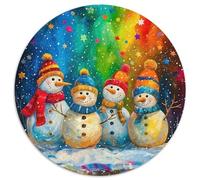 Snowman 1000 Piece Round Puzzle for Adults Kids 14+ Warm Winter Days Jigsaw Puzzle Creative Unique Challenge Games Impossible Hard Difficult Challenging Puzzles 1000pcs (67.5x67.5cm)