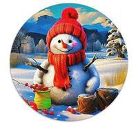 Snowman 1000 Piece Round Puzzle for Adults Kids 14+ Warm Winter Days Jigsaws Creative Unique Challenge Games Impossible Hard Difficult Challenging Puzzles 1000pcs (67.5x67.5cm)