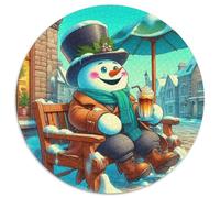 Snowman 1000 Piece Round Puzzles For Adults And Kids Warm Winter Days Puzzles Creative Unique Challenge Games Family Game 1000pcs (67.5x67.5cm)