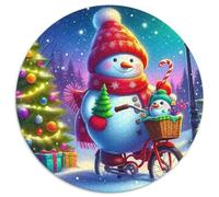 Snowman 1000 Piece Round Puzzles for Adults Kids 14+ Warm Winter Days Jigsaw Puzzle Creative Unique Challenge Games Impossible Hard Difficult Challenging Puzzles 1000pcs (67.5x67.5cm)