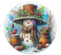 Snowman 1000 Pieces Jigsaws Stress Reliever Difficult Challenge for Adults & Kids Challenging Round Home Decor Gifts (67.5x67.5cm)