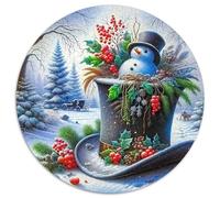 Snowman 1000 Pieces Jigsaws Stress Reliever Difficult Challenge for Adults & Kids Challenging Round Puzzles Family Game Gifts (67.5x67.5cm)