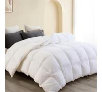 SNOWMAN All-Season 75% Down Comforter Queen Size, Fluffy Duvet Insert with 8 Corner Tabs, Durable Down Proof Cotton Blended Fabric and 3D Baffle Box Construction (White, 90"x90")