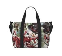 Snowman and Bird Printed Travel Bag Large Gym Tote, Weekend & Business Trip Crossbody Shoulder Bag, Lightweight