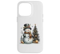 Snowman and Christmas Tree Retro Holiday Winter Wonderland Case for iPhone 14 Pro Max