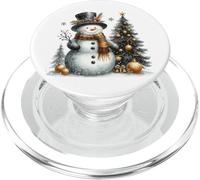 Snowman and Christmas Tree Retro Holiday Winter Wonderland PopSockets PopGrip for MagSafe