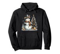 Snowman and Christmas Tree Retro Holiday Winter Wonderland Pullover Hoodie