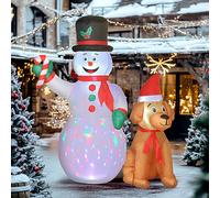 Snowman And Dog Inflatable Christmas Decoration - 183cm