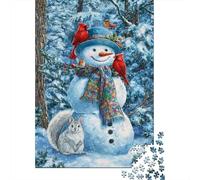 Snowman And Squirrel Puzzle 1000 Pieces Christmas Wooden Puzzles for Adults Challenge Toy Educational Game Gifts 1000pcs (75x50cm)