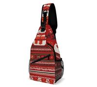 Snowman And Striped Christmas Sling Bag Small Crossbody Bags with Adjustable Strap Durable Chest Bag for Hiking Travel