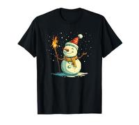 Snowman and Torch for a Guiding Light Winter Style T-Shirt
