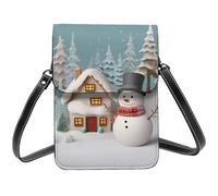Snowman And Village Small Crossbody Bags For Women Cell Phone Purse Pu Leather Wallet Bag With Shoulder Strap