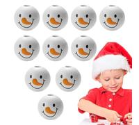 Snowman Beads for Crafts White, Round, Colorful, Snowman Print