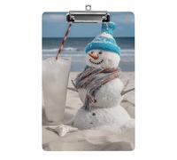 Snowman Bech Clipboard, A4 Acrylic Clipboard with Hanging Hole, Ultra-Light Clip Board - Holds 100 Sheets, Shatterproof Document Holder for Office, 12.5" X 8.5"