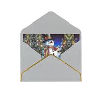 Snowman Birds Christmas Tree Greetings Romantic Card With Envelopes, Send To A Close Friend,Phnom Penh Pearl Paper Greeting Card