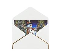Snowman Birds Christmas Tree Greetings Romantic Card With Envelopes, Send To A Close Friend,Phnom Penh Pearl Paper Greeting Card