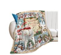 Snowman Blanket Christmas Throw Blanket Cozy Plush Fleece Flannel Holiday Blankets Lightweight Fuzzy Gifts for Girls Boys Women Men 50"X40"