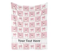 Snowman Blanket with Pink Bow, Soft Flannel Christmas Blanket for Preppy Girls Decor, 40 x 50 Inches