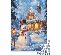 Snowman by Cozy Cottage 1000-Piece Puzzle for Adults, 52x38cm/1000pcs, Low-dust Pieces for A Tidier Table; Easy to Continue on Another Evening