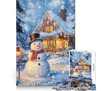 Snowman by Cozy Cottage 1000 Pieces Jigsaw Puzzles for Teenagers Memory Upgrade Casual Relax Sharp Cut Art Display (38x26cm)