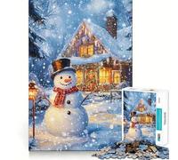 Snowman by Cozy Cottage 1000 Pieces Jigsaw Puzzles for Teenagers Memory Upgrade Casual Relax Sharp Cut Art Display (38x26cm)
