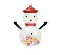 Snowman Candy Storage Jar, Holiday Treat Holder, Christmas Candy Container, Reusable Seasonal Decoration, Clear Glass Body, 1 Piece, Great For Home Or Off-ice