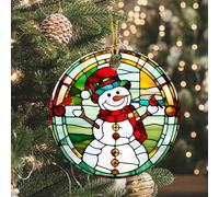 Snowman Cardinal Ornament 2024 Round Ceramic Colorful Glass Style Ornament Xmas Keepsake for Christmas Tree Winter Holiday Xmas Gift for Women Men Xmas Hanging Ornament 3"