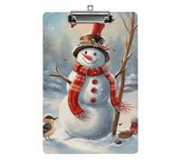 Snowman Christmas Clipboard, A4 Acrylic Clipboard with Hanging Hole, Ultra-Light Clip Board - Holds 100 Sheets, Shatterproof Document Holder for Office, 12.5" X 8.5"